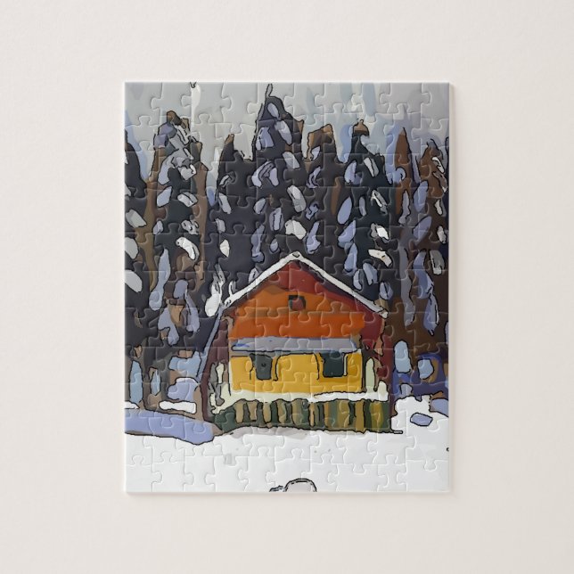 Cabin In Snow Jigsaw Puzzle (Vertical)
