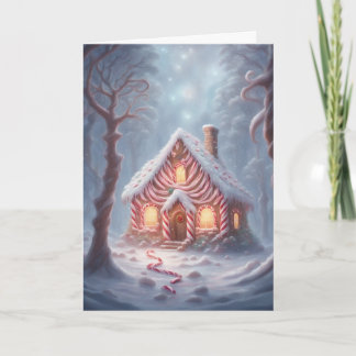 Cabin in the Candy Cane Forest Christmas Card