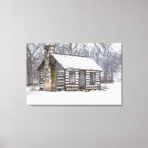 Cabin In The Snow Canvas Print