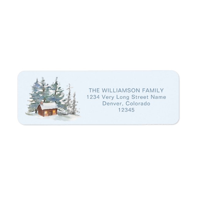 "Cabin in the Snow" Christmas Return Address (Front)