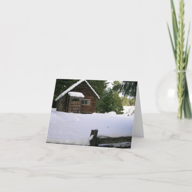 Cabin in the Snowy Woods Holiday Card (Front)
