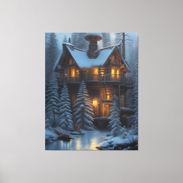 Cabin in the woods canvas print (Front)