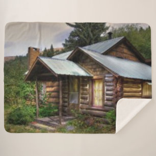 CABIN in the WOODS Sherpa Blanket