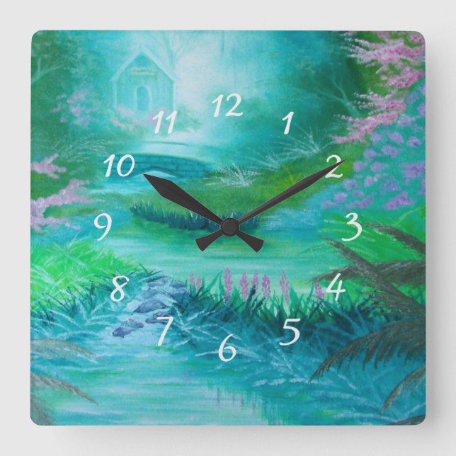 Cabin in the Woods Square Wall Clock (Front)