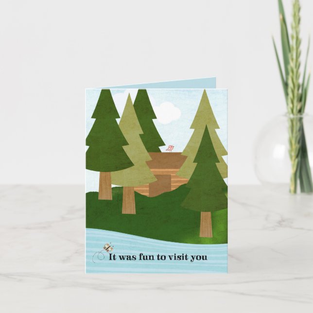 Cabin-Lake Visit-Thank You for Hospitality Thank You Card (Front)