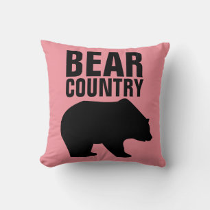 CABIN LODGE DECOR PILLOWS, GRIZZLY BEAR THROW PILLOW