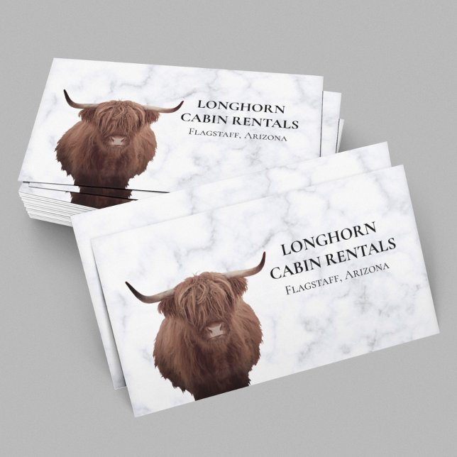 Cabin Mountain Home Vacation Rental Cow Highland Business Card (Creator Uploaded)
