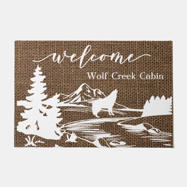 Cabin Mountain Home Vacation Rental Wolf  Doormat (Front)