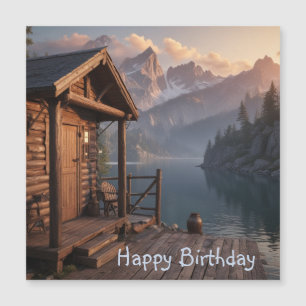Cabin on the Lake Magnetic Birthday Card