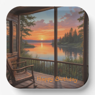 Cabin On The Lake Paper Plate