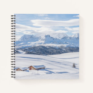 Cabin Retreat Snowscape   Dolomites Notebook