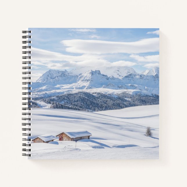 Cabin Retreat Snowscape | Dolomites Notebook (Front)