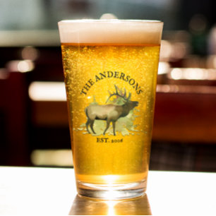 Cabin Rustic Elk wood Personalized Mountain Cabin Glass