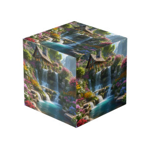 Cabin Waterfall Lake Cube