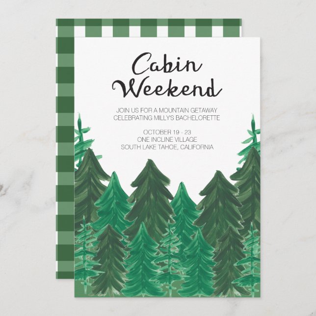Cabin Weekend Invitation - Bachelorette Weekend (Front/Back)