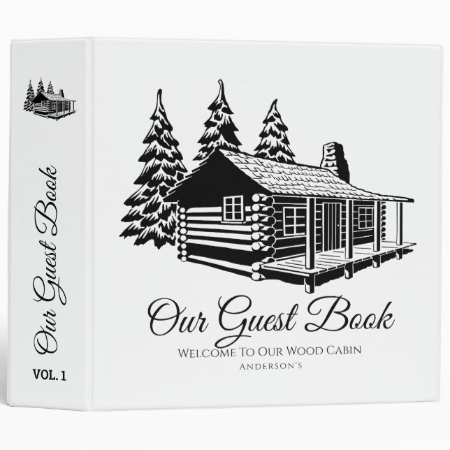 Cabin Welcome Guest Book Rustic Personalized Binder (Front/Spine)
