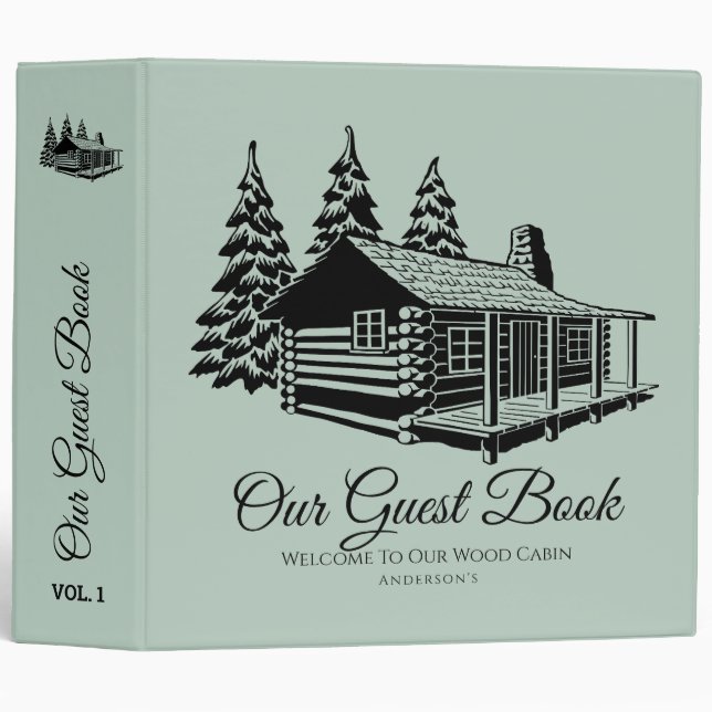 Cabin Welcome Guest Book Rustic Personalized Binder (Front/Spine)