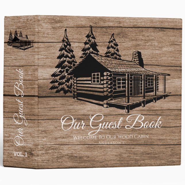Cabin Welcome Guest Book Rustic Personalized Binder (Front/Spine)