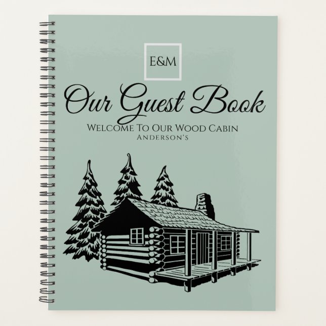 Cabin Welcome Guest Book Rustic Personalized Planner (Front)