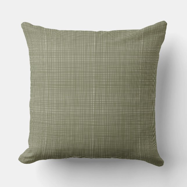 Cabincore Wobbly Gingham Christmas Green Throw Pillow (Front)