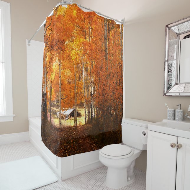 Cabine Aspen Automne Utah Zion Douche rideau (En situation)