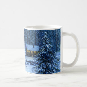 "Cabine confortable tasse dans neige"