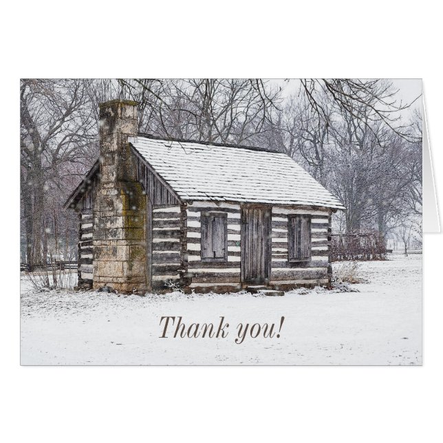 Cabine Dans La Carte de remerciements De Neige (Devant Horizontal)