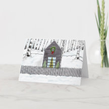 Cabine de Noël dans la carte de vacances en bois