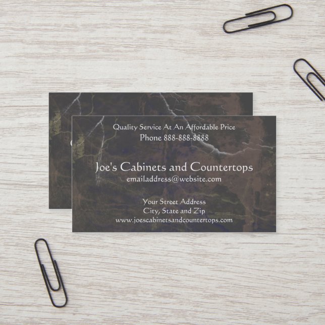 Cabinet Countertop Remodeling Business Card (Front/Back In Situ)