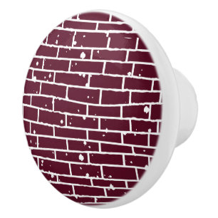 Cabinet Pull Burgundy Brick Distressed Ceramic