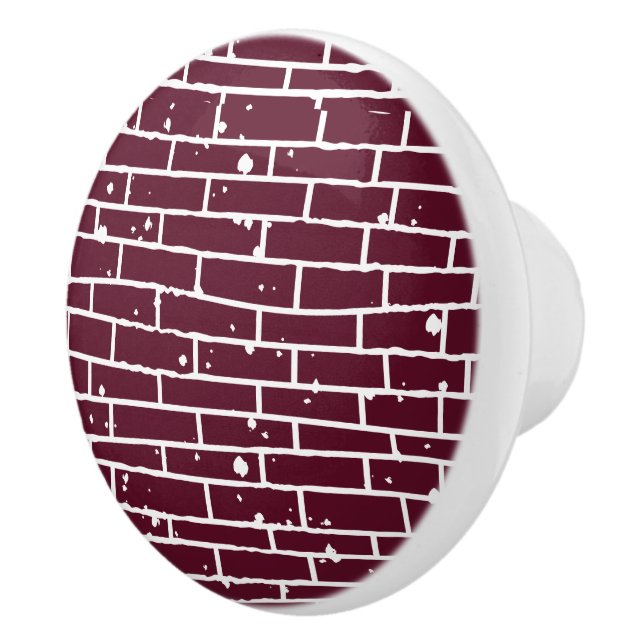 Cabinet Pull Burgundy Brick Distressed Ceramic (Right)
