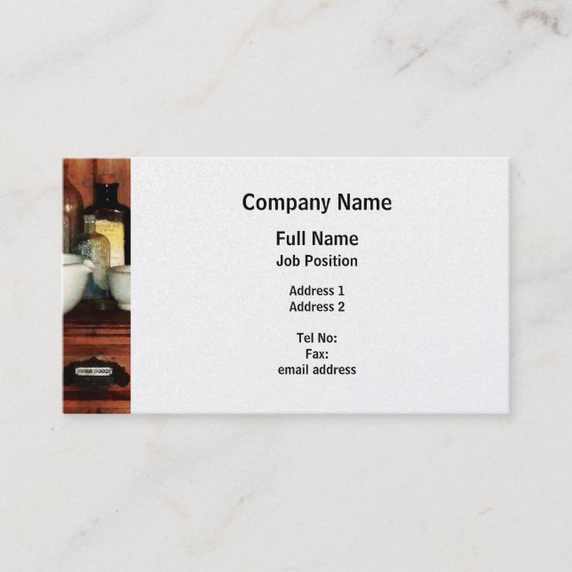Cabinet Wity Mortar and Pestles - Platinum Business Card (Front)