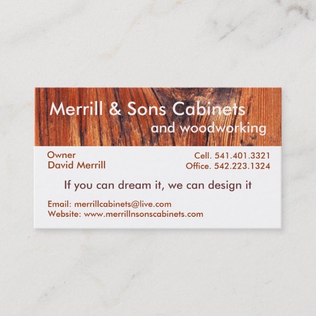 Cabinets or Woodworking Business Card (Front)