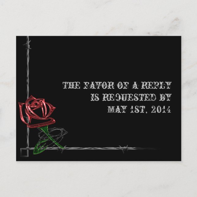 Câble à barbe gothique et carte postale RSVP Rose  (Devant)