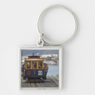 Cable car chugs up Hyde Street in San Keychain