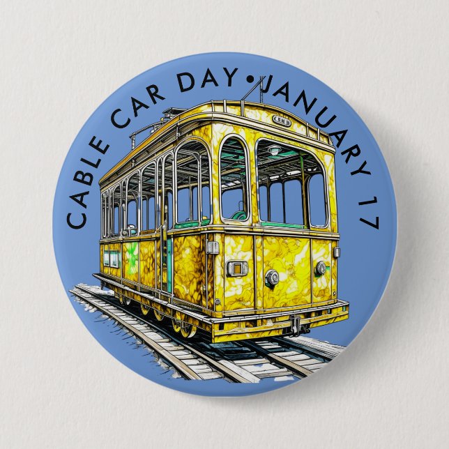 Cable Car Day 3 Inch Round Button (Front)