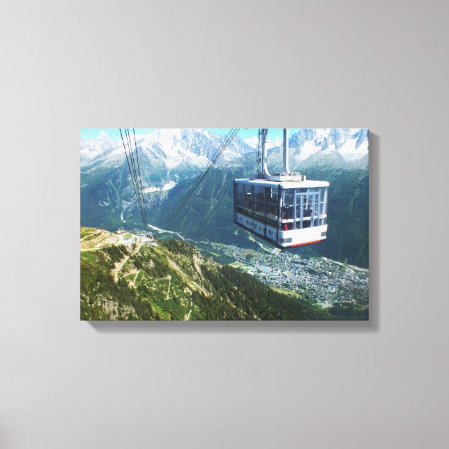 Cable car over Chamonix, France Canvas Print (Front)