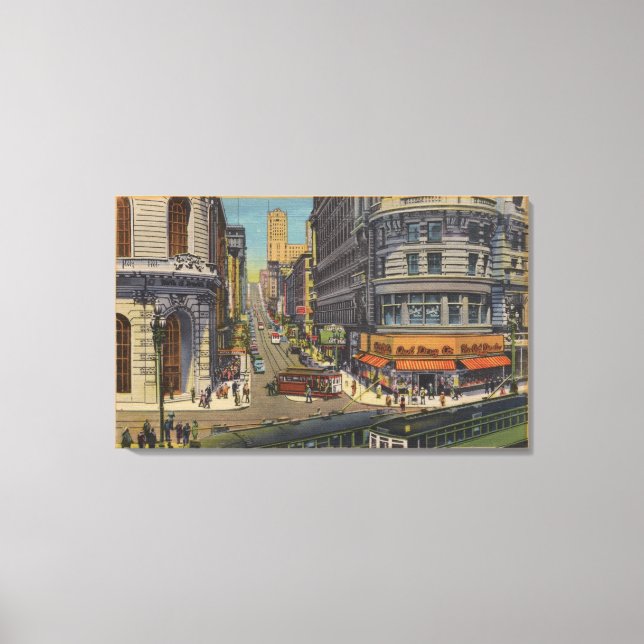 Cable Cars on Market and Powell Street Canvas Print (Front)
