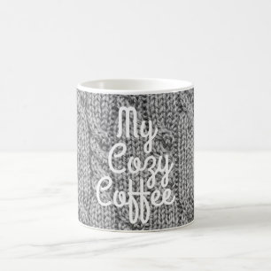 Cable knit sweater cute grey coffee mug