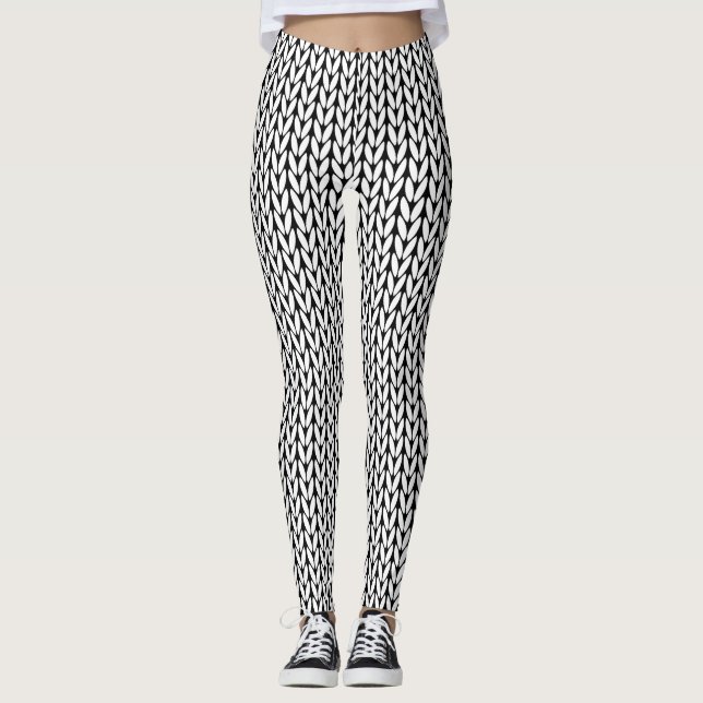 Cable Knit Sweater Pattern Leggings (Front)