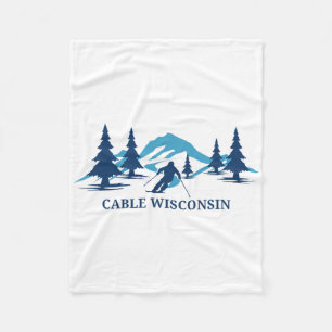 Cable Wisconsin Ski Resort Skiing Skier Fleece Blanket