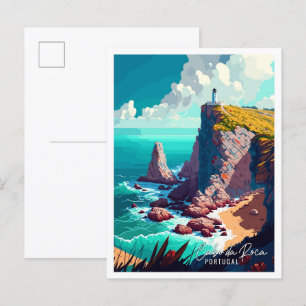 Cabo da Roca Portugal Art vintage travel  Postcard