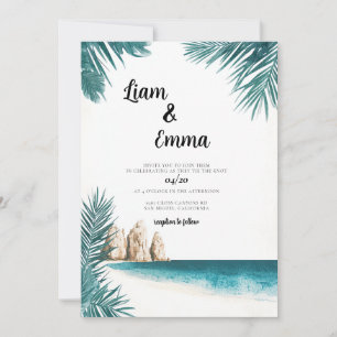 Cabo Mexico Wedding Invitation Watercolor