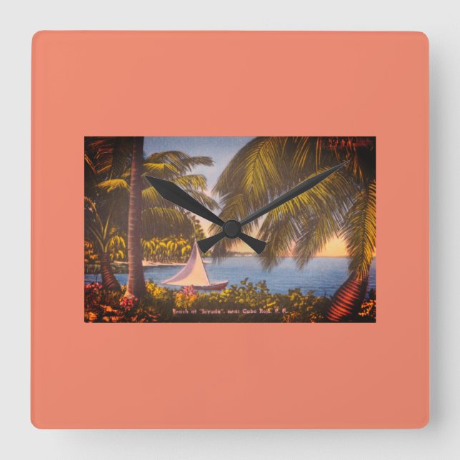 Cabo Rojo, Puerto Rico - Beach at Joyuda Square Wall Clock (Front)
