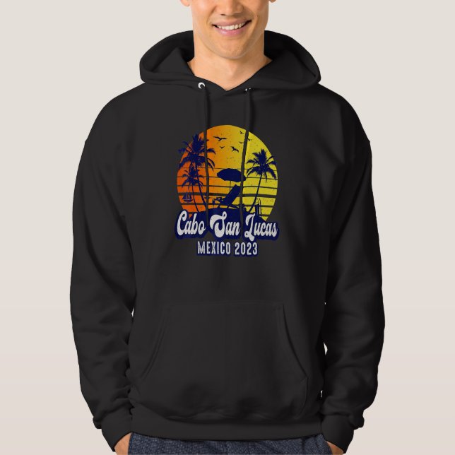 Cabo San Lucas 2023 Mexico Sunset Beach Retro Hoodie (Front)