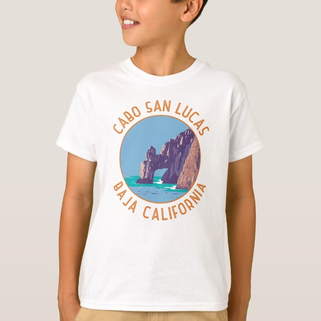 Cabo San Lucas Arch Mexico Retro Distressed Circle T-Shirt (Front)