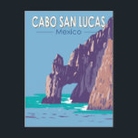 Cabo San Lucas Arch Mexico Travel Art Vintage Postcard<br><div class="desc">Cabo San Lucas in a vector art style. Cabo San Lucas,  a resort city on the southern tip of Mexico’s Baja California peninsula,  is known for its beaches,  water-based activities and nightlife.</div>