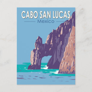 Cabo San Lucas Arch Mexico Travel Art Vintage Postcard
