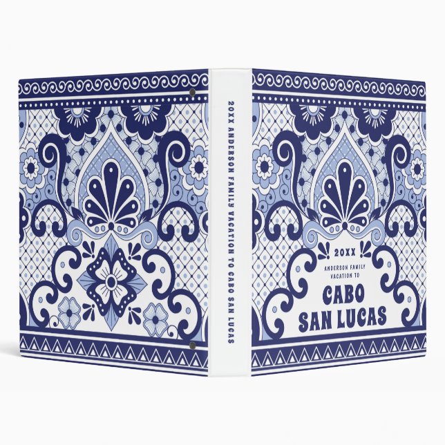 Cabo San Lucas Blue & White Mexican Tile  Binder (Background)