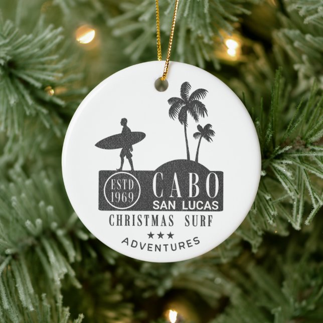 Cabo San Lucas Christmas Surfing Adventures  Ceramic Ornament (Tree)